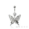 316L SURGICAL STEEL BUTTERFLY DANGLE BELLY BUTTON NAVEL RING 